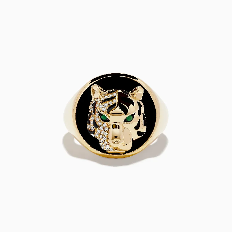 Must-Have Jewelry Pieces At Reduced Prices Men's 14K Yellow Gold Emerald, Onyx and Diamond Panther Ring Must-Have Jewelry Pieces At Reduced Prices Men's 14K Yellow Gold Emerald, Onyx and Diamond Panther Ring