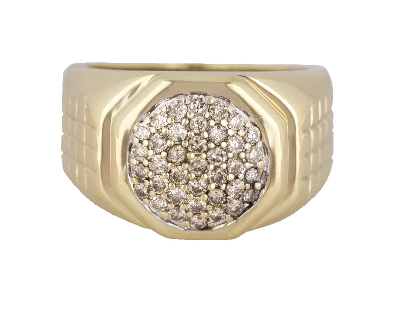 Luxury Jewelry Without The Luxury Price Tag Men's Estate Solid 10K Yellow Gold 0.74ctw Diamond Cluster Octagon Pinky Ring Luxury Jewelry Without The Luxury Price Tag Men's Estate Solid 10K Yellow Gold 0.74ctw Diamond Cluster Octagon Pinky Ring