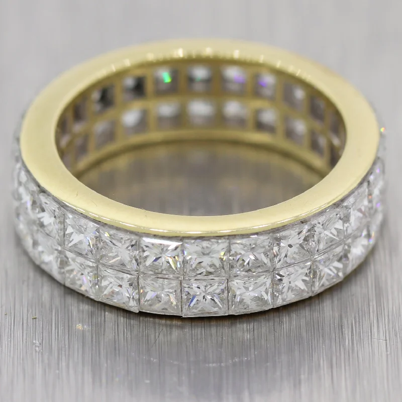 Dazzle In Elegance With Our Biggest Jewelry Sale Modern 18k Yellow Gold 3.65ctw Princess Cut Diamond Invisible Set Eternity Band Dazzle In Elegance With Our Biggest Jewelry Sale Modern 18k Yellow Gold 3.65ctw Princess Cut Diamond Invisible Set Eternity Band