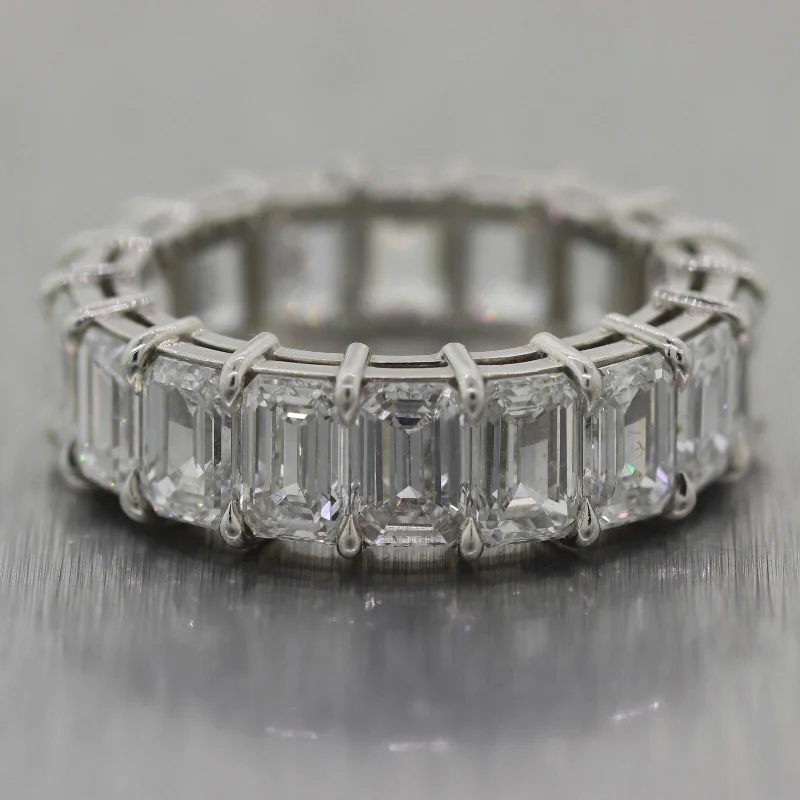 Limited-Time Offer On Elegant Jewelry Pieces Modern Platinum 7.63ctw Emerald Cut Diamond Eternity Band Ring Limited-Time Offer On Elegant Jewelry Pieces Modern Platinum 7.63ctw Emerald Cut Diamond Eternity Band Ring