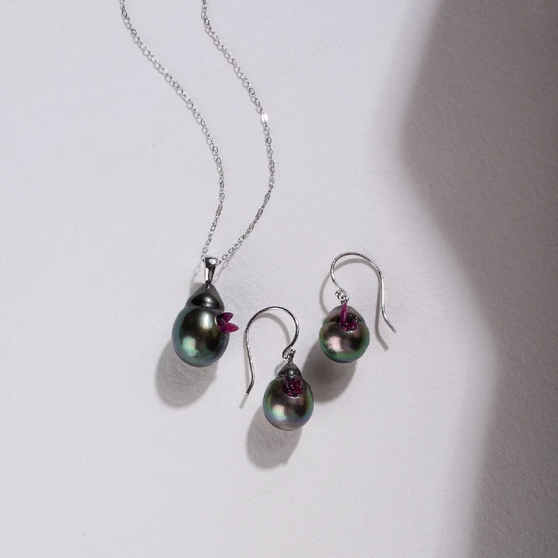 Special Sale On Handcrafted Jewelry – Shop Today Point Collection Tahitian Drop Pearl Dangle Earrings and Pendant Set with Ruby Special Sale On Handcrafted Jewelry – Shop Today Point Collection Tahitian Drop Pearl Dangle Earrings and Pendant Set with Ruby