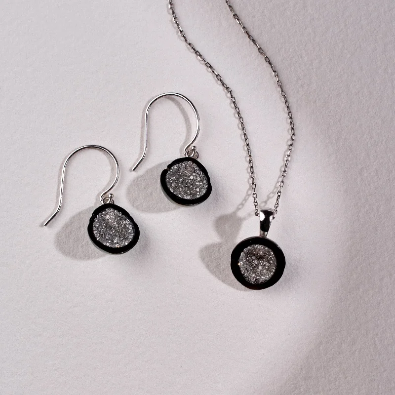 Elegant Jewelry, Exclusive Prices – Shop Now Tahitian Pearl Geode Dangle Earrings & Pendant Set with Diamond Elegant Jewelry, Exclusive Prices – Shop Now Tahitian Pearl Geode Dangle Earrings & Pendant Set with Diamond