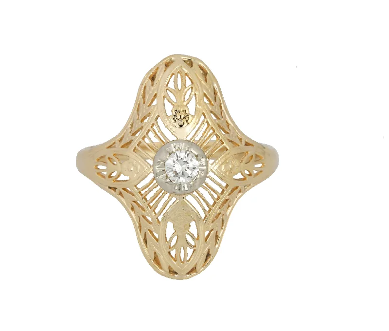 Elegant Jewelry, Exclusive Prices – Shop Now Womens Antique Art Deco 14K Yellow Gold 0.10 CT Solitaire Diamond Filigree Ring Elegant Jewelry, Exclusive Prices – Shop Now Womens Antique Art Deco 14K Yellow Gold 0.10 CT Solitaire Diamond Filigree Ring