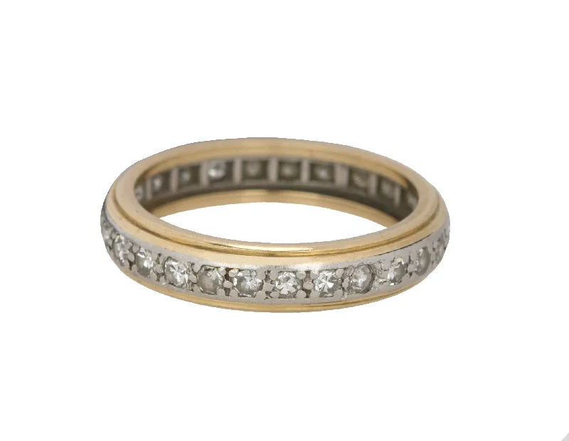 Limited-Stock Jewelry Sale – Once It's Gone, It's Gone Women's Estate 14K Two-Tone Gold 0.81ctw Diamond 4mm Eternity Wedding Band Ring Limited-Stock Jewelry Sale – Once It's Gone, It's Gone Women's Estate 14K Two-Tone Gold 0.81ctw Diamond 4mm Eternity Wedding Band Ring